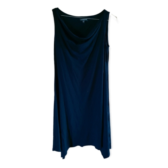 Eileen Fisher Cowl Neck Handkerchief Sleeveless Black Dress - Picture 2 of 5